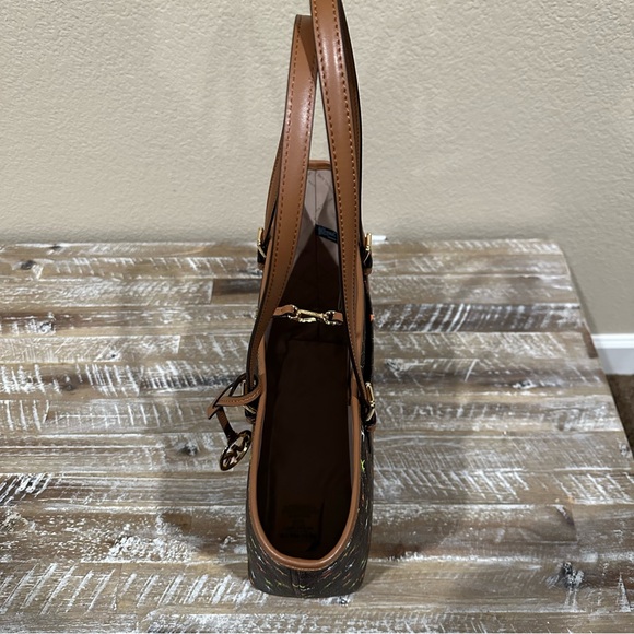 Michael Kors Jet Set Brown Multi Airplane Print Medium Carryall Tote Bag - Picture 2 of 7